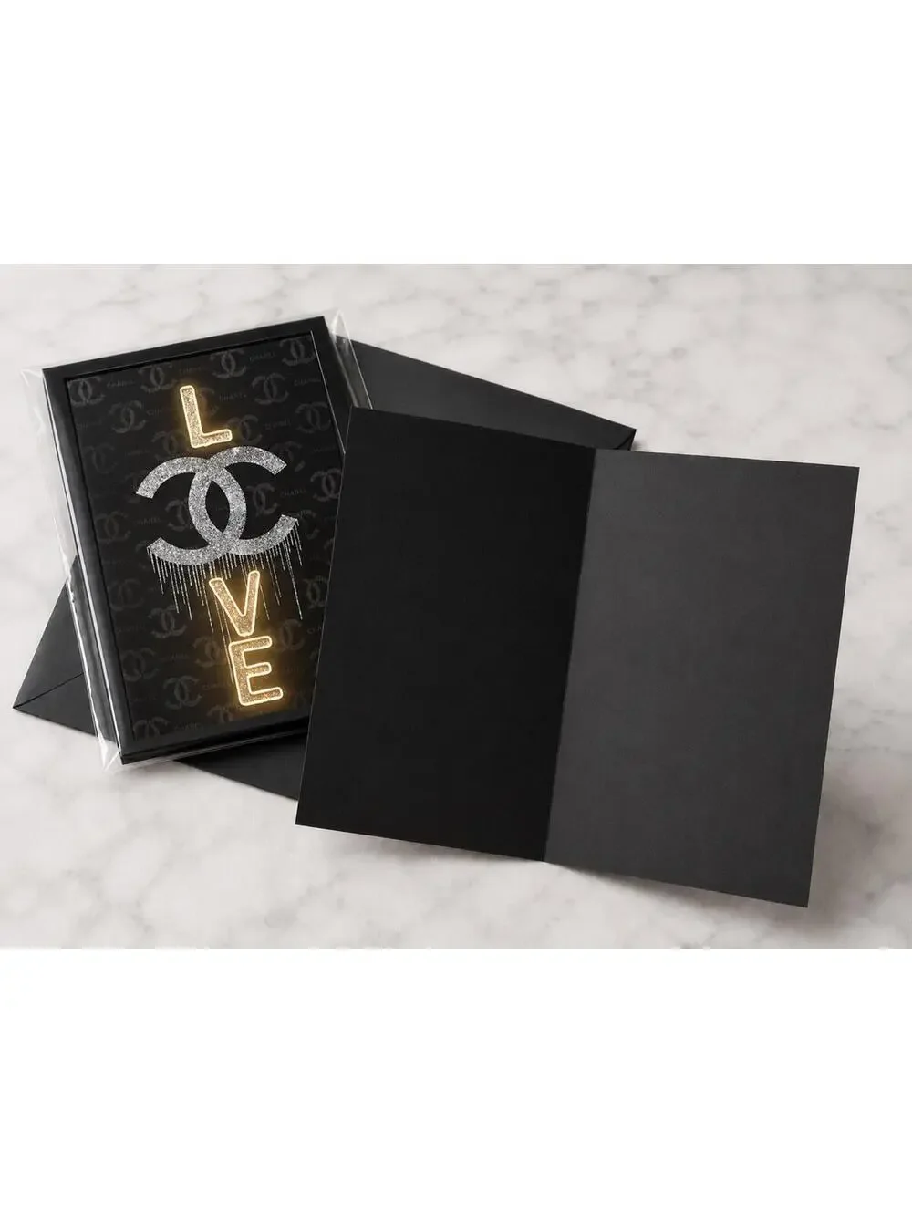 Black Gold Designer CC Love Greeting Card 5x7